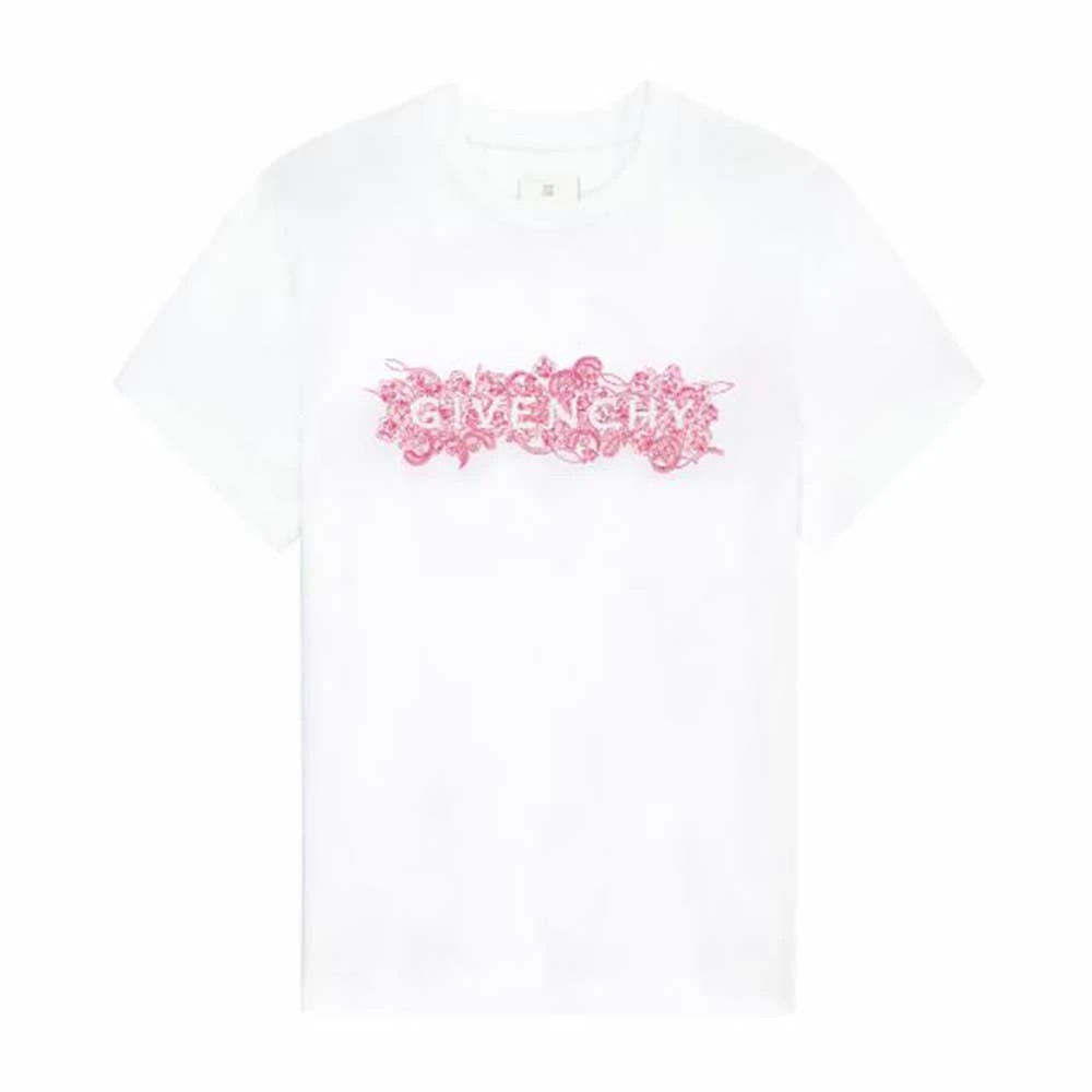 ÁO Givenchy T-shirt in 4G GIVENCHY Embroidered Jersey-Pink