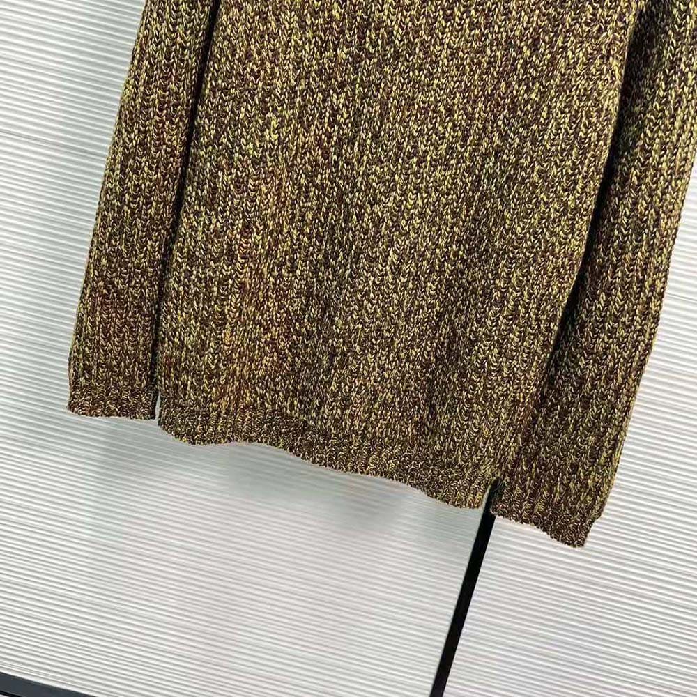 ÁO Miu Miu Women Wool and Cashmere Sweater with Knit Logo Patch-Green