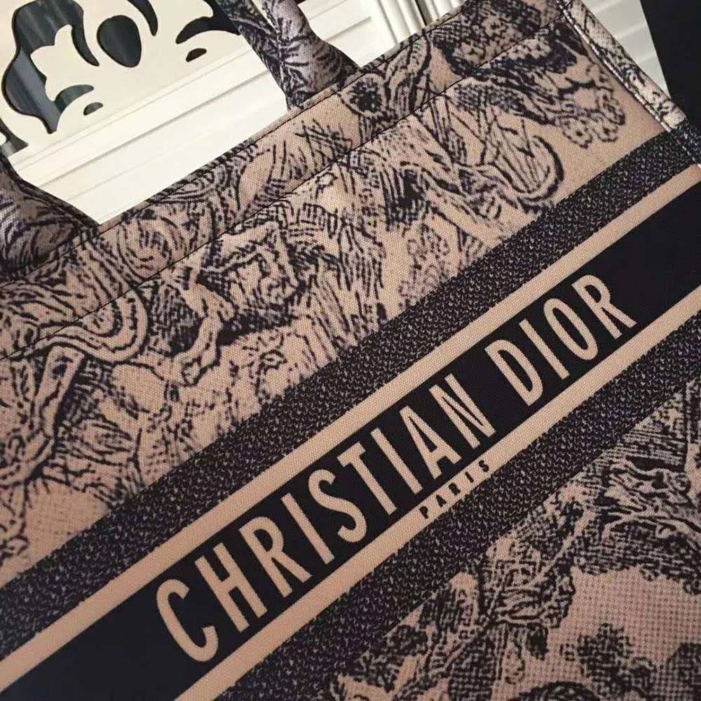 TÚI Dior Women Dior Book Tote Toile De Jouy Bag-Navy