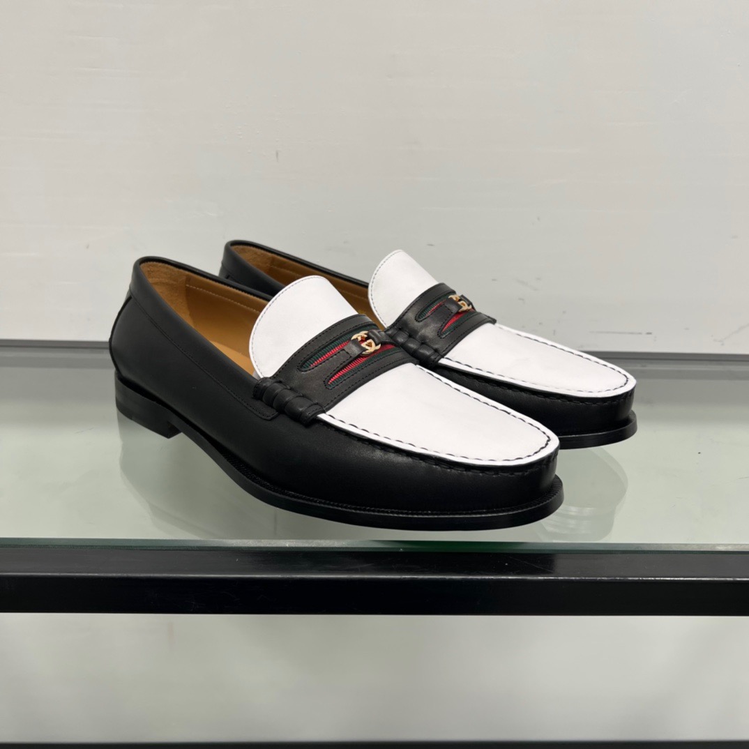 GIÀY GUCCI GG LEATHER  LOGO LOAFER SHOES