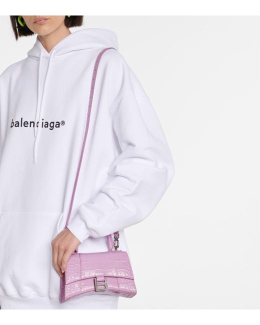 TÚI BALENCIAGA Hourglass XS croc-embossed leather shoulder bag