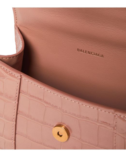 TÚI BALENCIAGA Hourglass XS croc-embossed leather shoulder bag