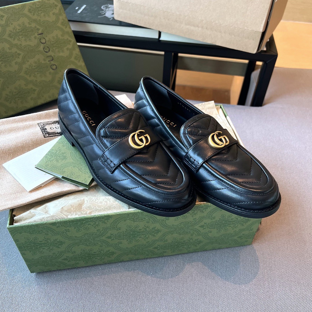 GIÀY GUCCI GG LEATHER LOGO LOAFER SHOES