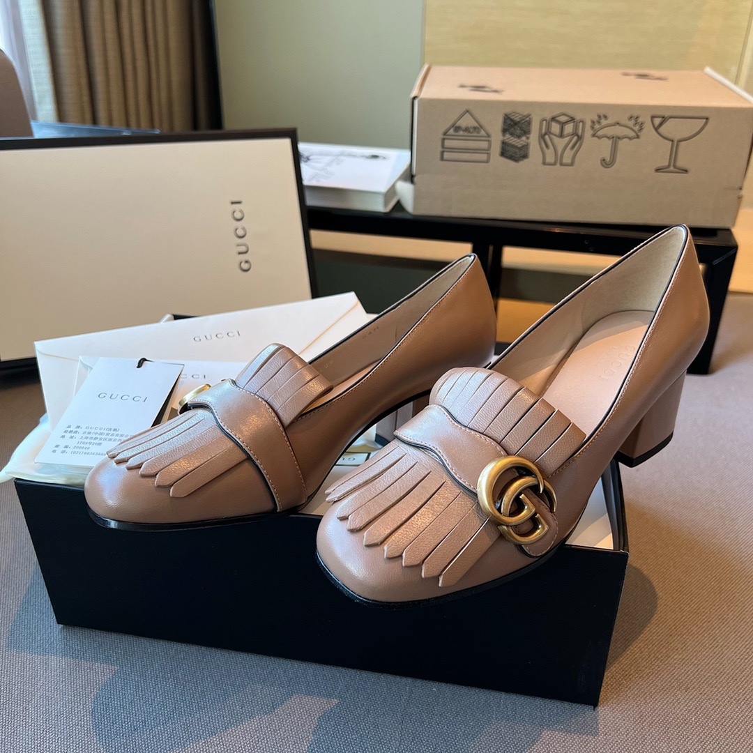 GIÀY GUCCI GG LEATHER LOGO LOAFER SHOES