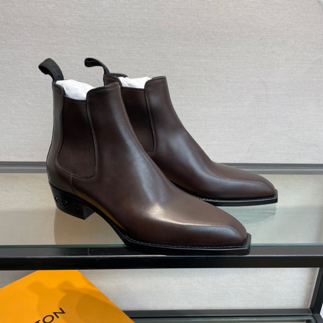 GIÀY LOUIS VUITTON BROWN LEATHER BOOTS SHOES