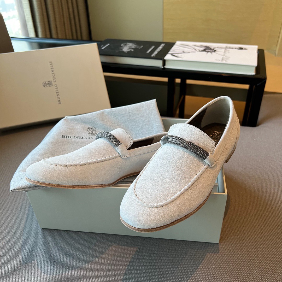 GIÀY BRUNELLO CUCINELLI white suede loafer