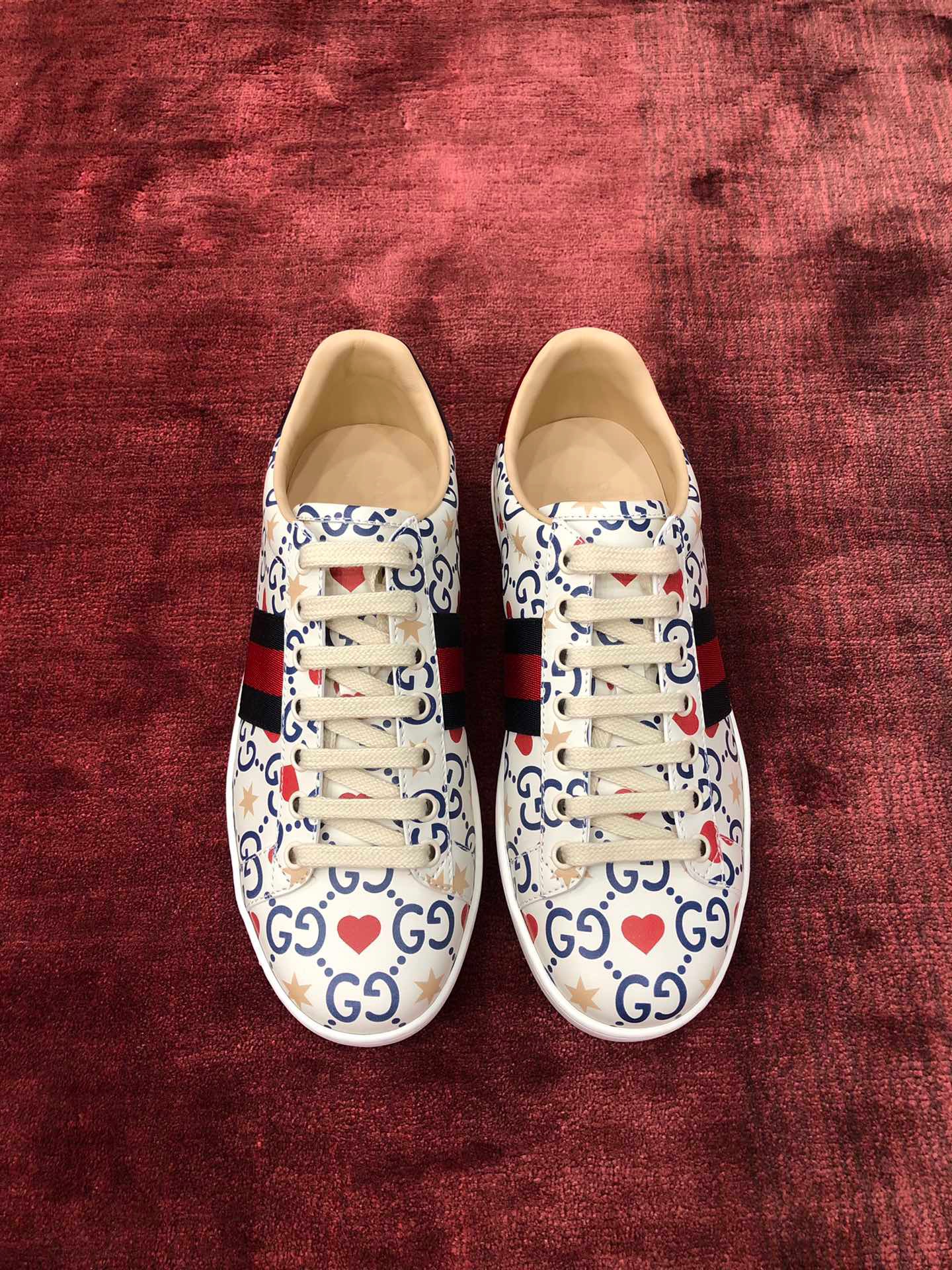 GIÀY GUCCI Leather Ace Sneakers Interlocking GG White
