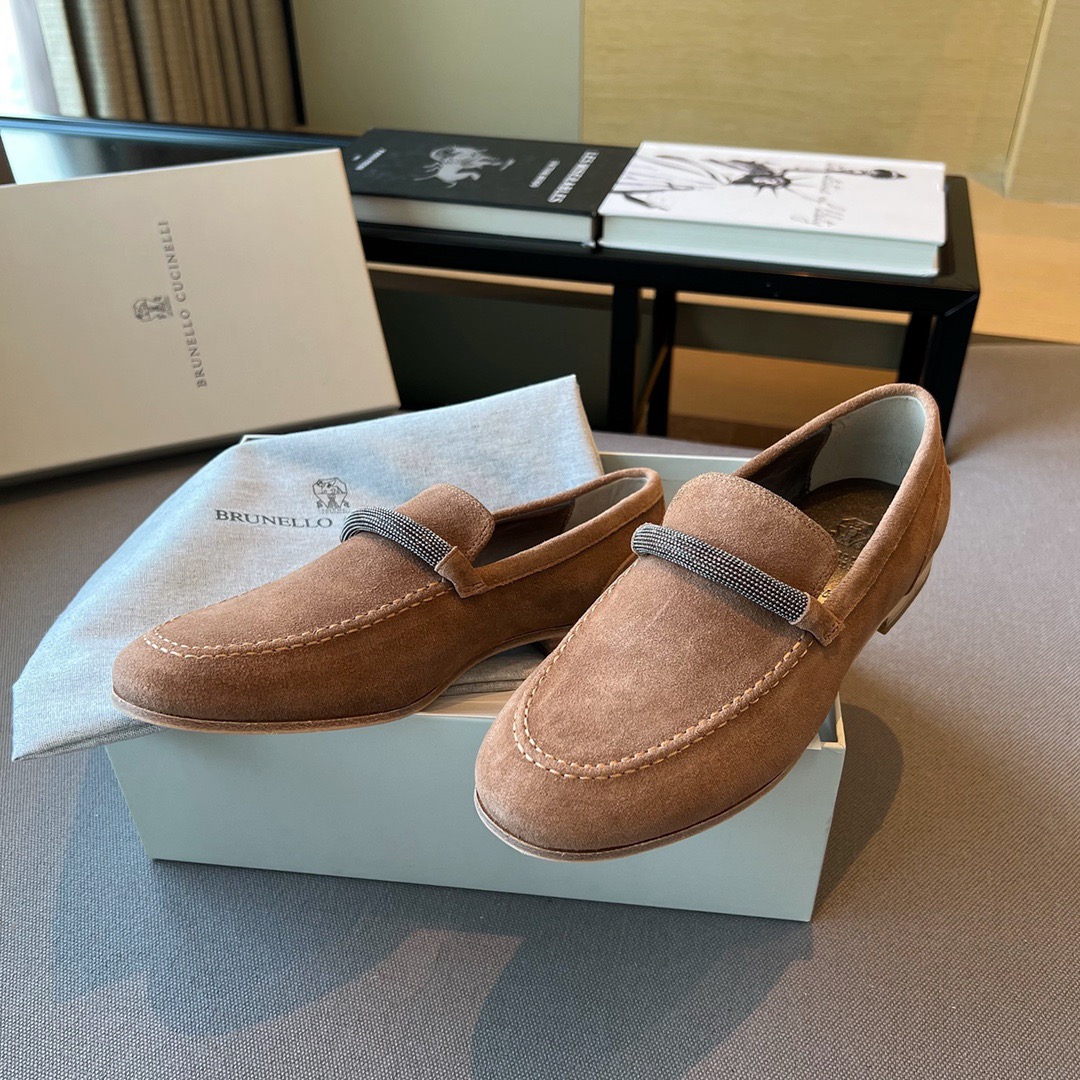 GIÀY BRUNELLO CUCINELLI brown suede loafer