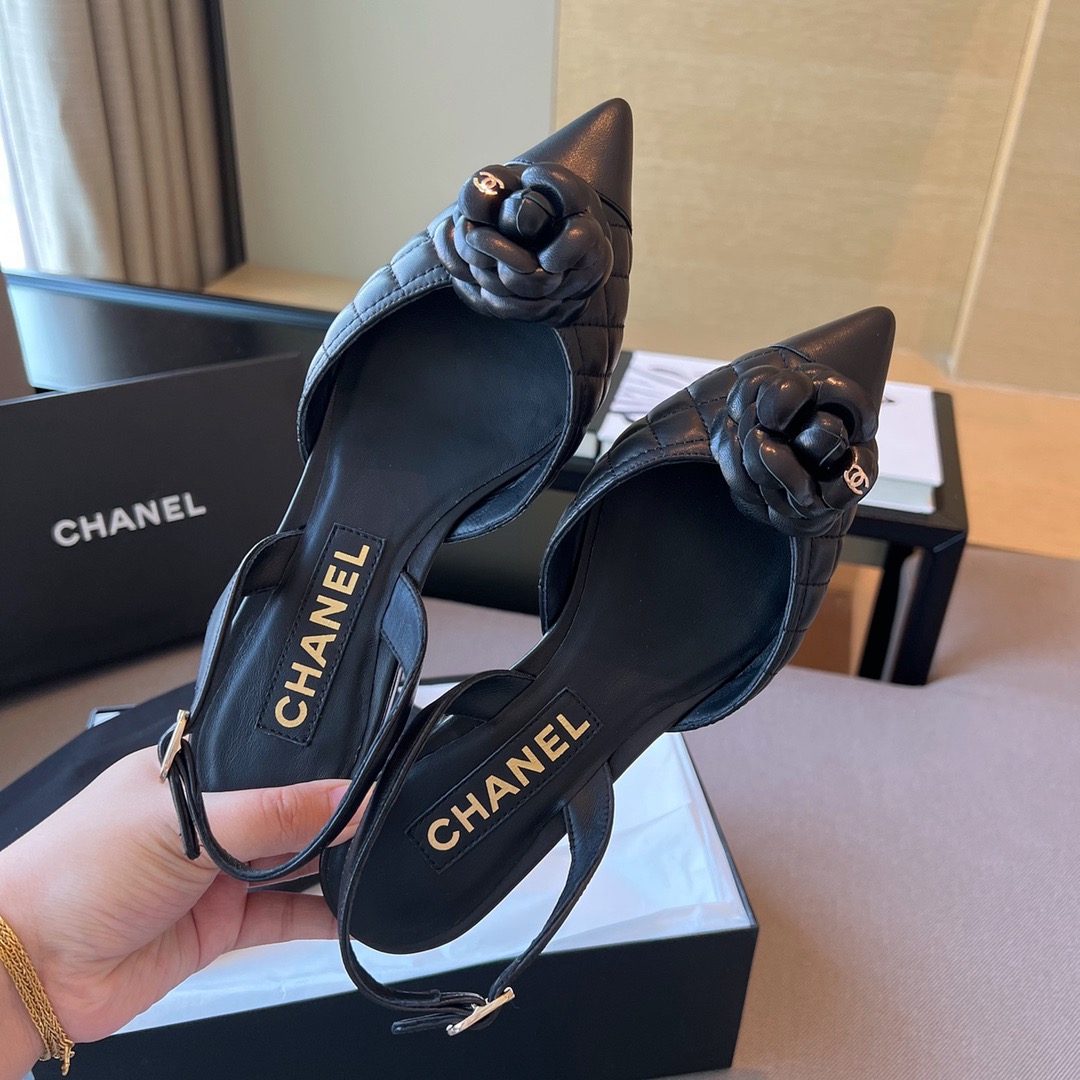 GIÀY CHANEL Camellia Flower Leather Sling Back