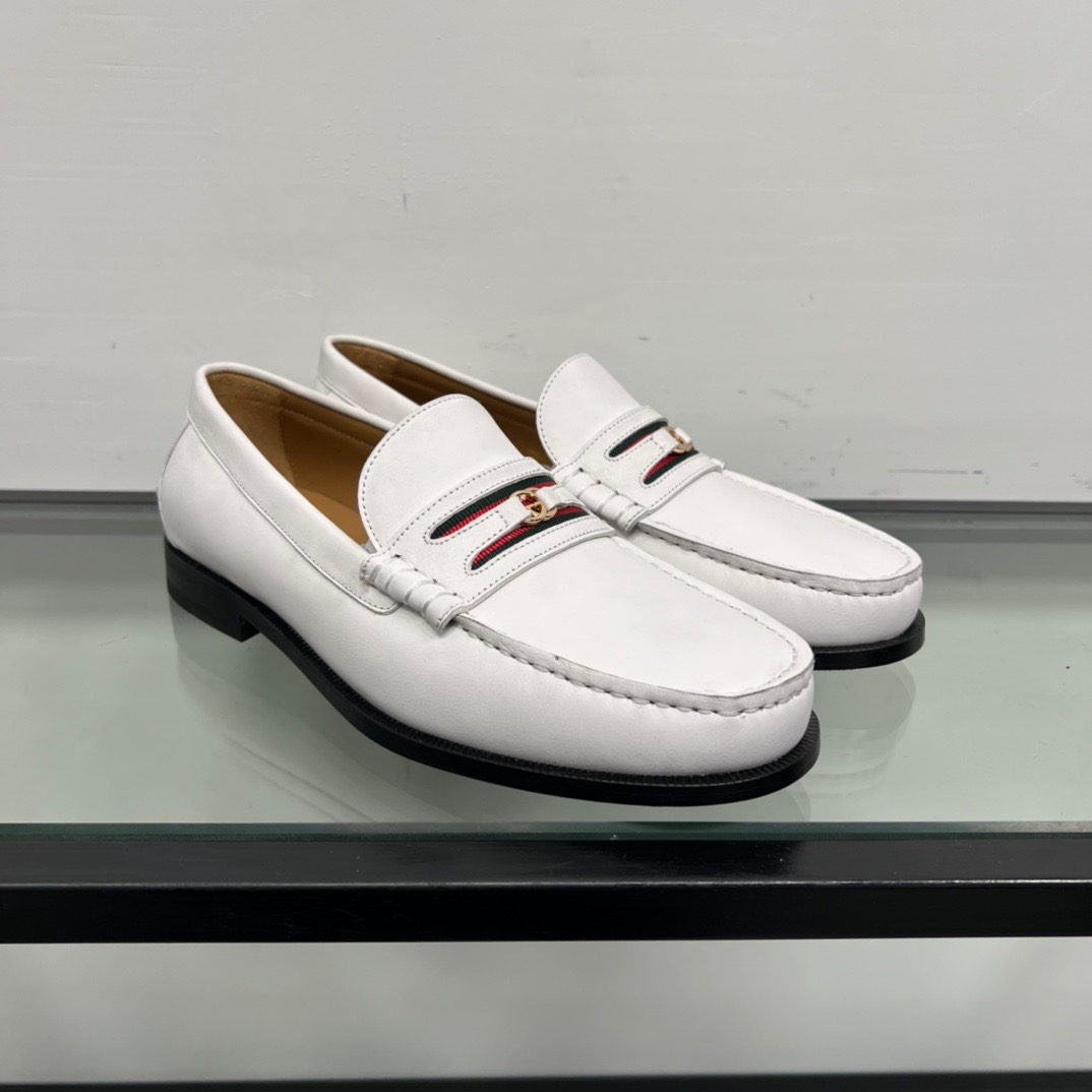 GIÀY GUCCI GG LEATHER  LOGO LOAFER SHOES