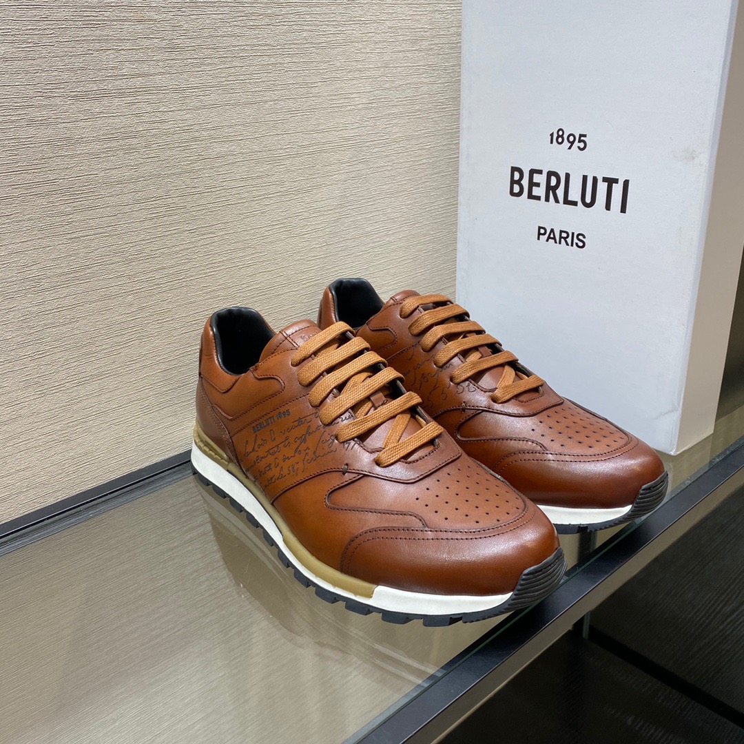 GIÀY BERLUTI Leather Brown Sneaker shoes