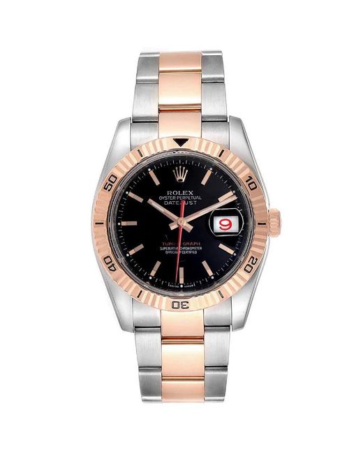 ĐỒNG HỒ ROLEX Black 18k Rose Gold And Stainless Steel Turnograph Datejust automatic