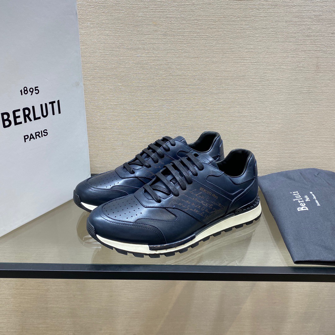 GIÀY BERLUTI Leather Blue Sneaker shoes