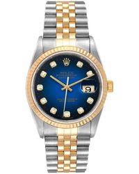 ĐỒNG HỒ ROLEX Blue Diamonds 18k Yellow Gold And Stainless Steel Datejust automatic