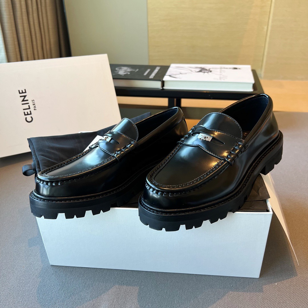 GIÀY CELINE Black Leather loafer