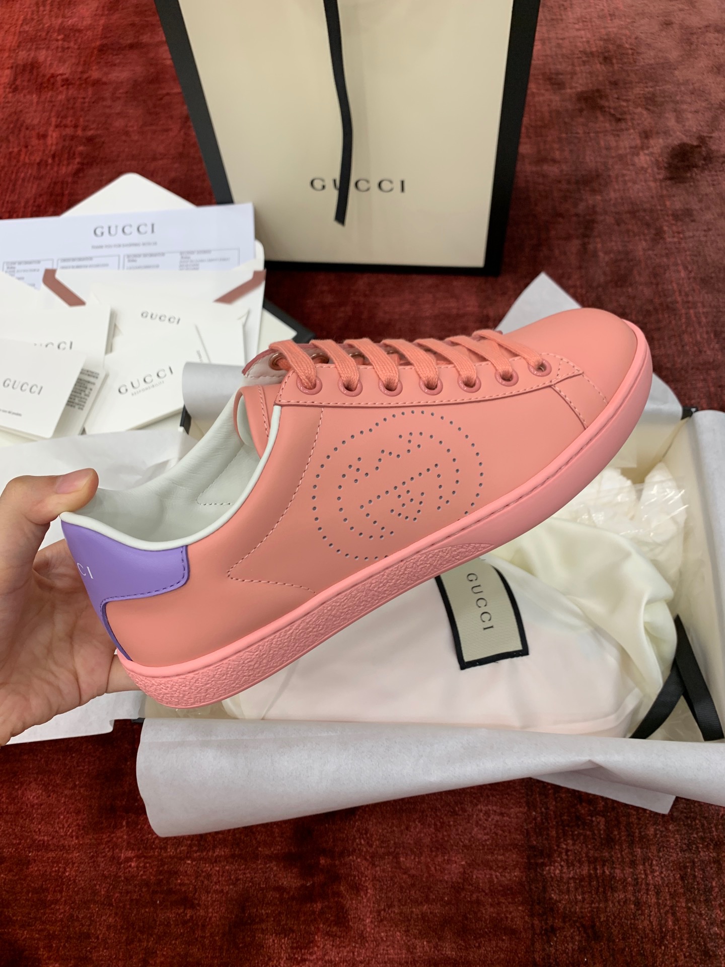 GIÀY GUCCI Leather Ace Sneakers Interlocking GG Blue