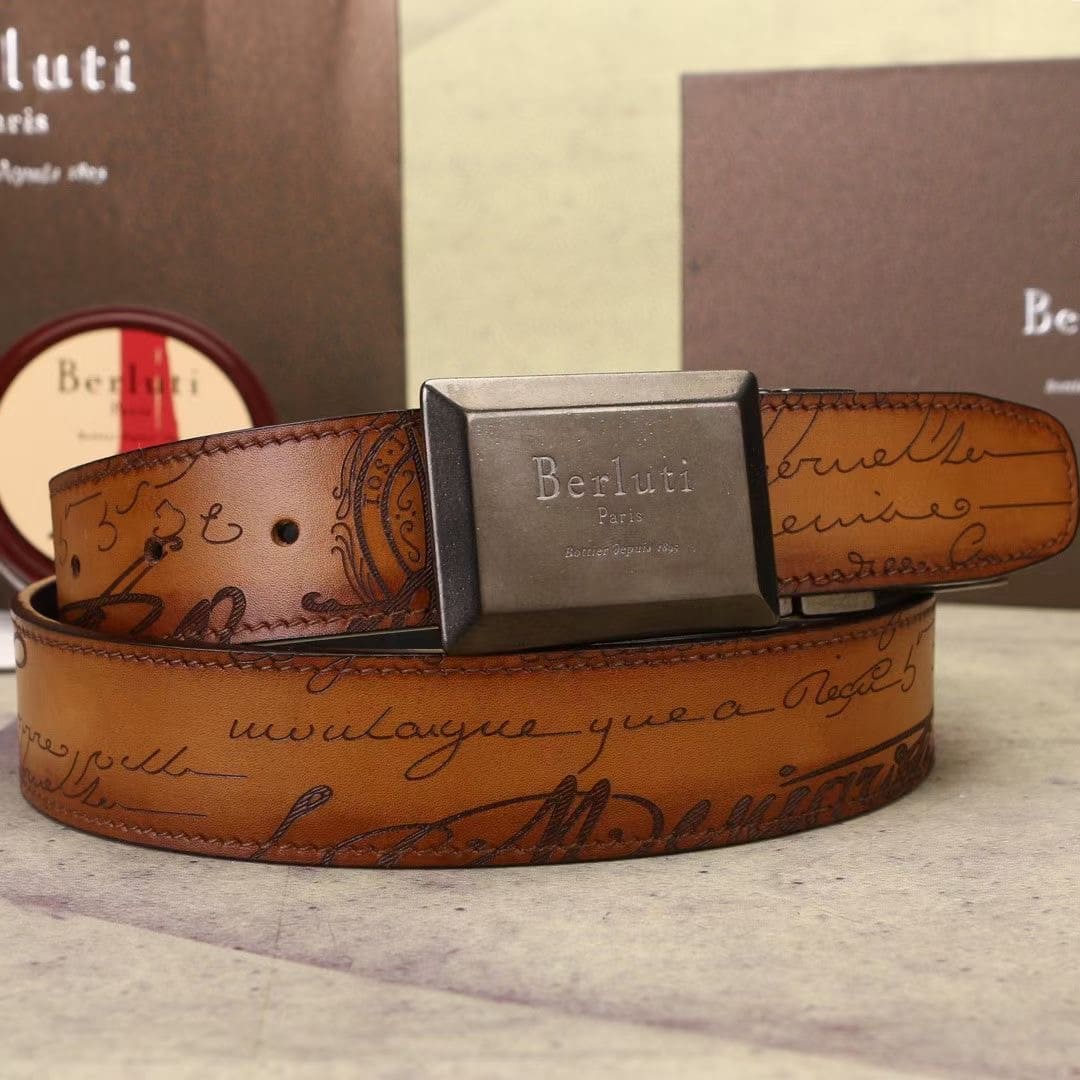 DÂY LƯNG BERLUTI PATINA Leather khóa đen