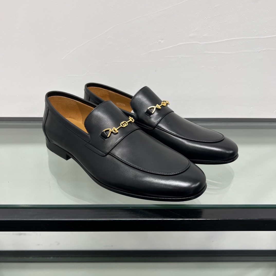 GIÀY GUCCI GG LEATHER  LOGO LOAFER SHOES