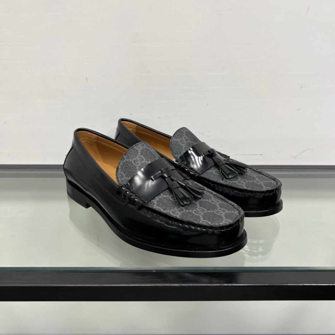 GIÀY GUCCI GG LEATHER  LOGO LOAFER SHOES