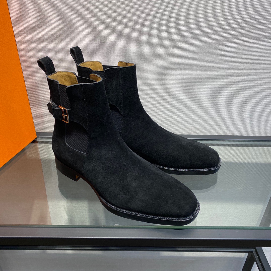 GIÀY HERMES SUEDE LEATHER BOOTS SHOES