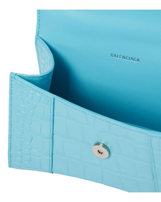 TÚI BALENCIAGA Hourglass XS croc-embossed leather shoulder bag