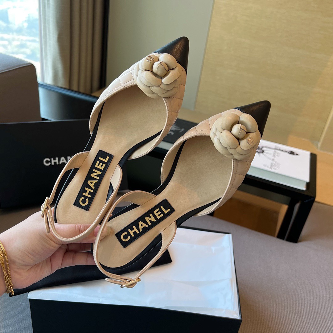 GIÀY CHANEL Camellia Flower Leather Sling Back