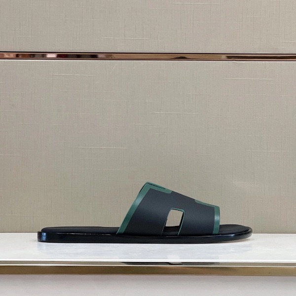 DÉP HERMES IZMIR BLACK H GREEN FRAME SANDAL AAA