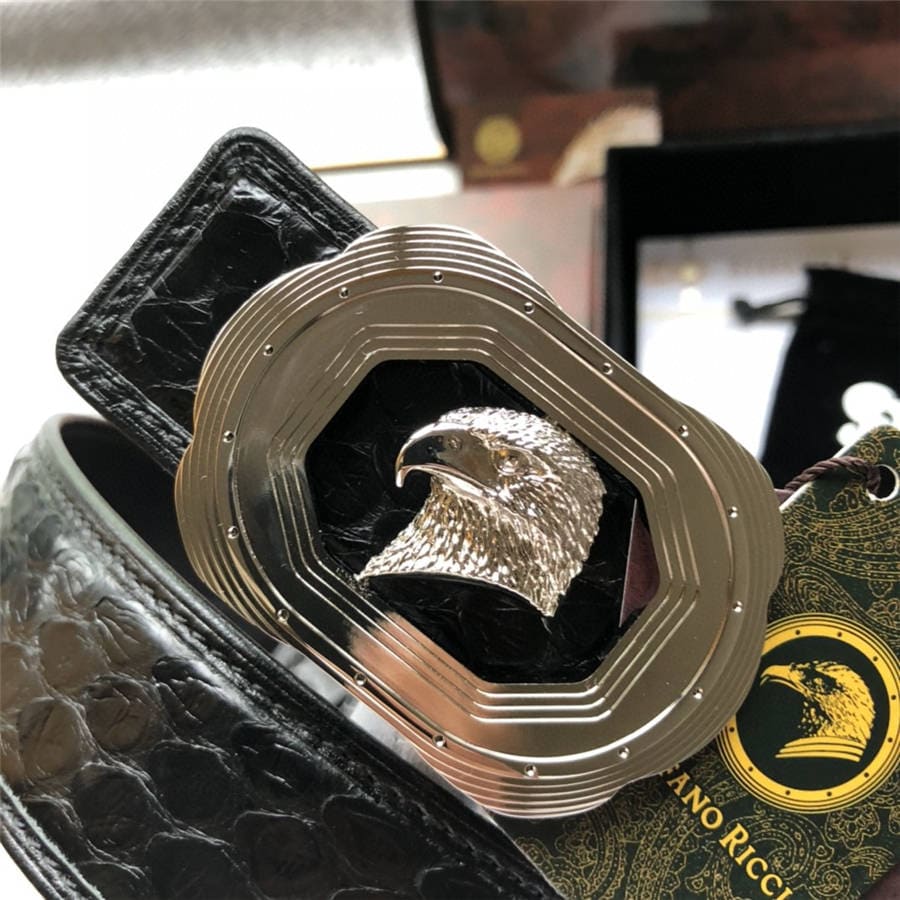 DÂY LƯNG STEFANO RICCI PYTHON LEATHER DA TRĂN Belt Khóa bạc