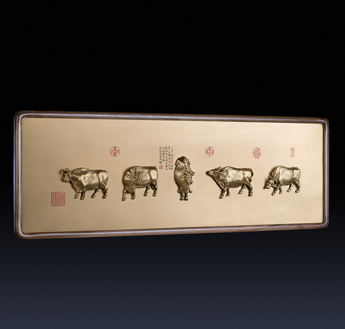 Tranh Cát Tường Ngũ Ngưu Đồ