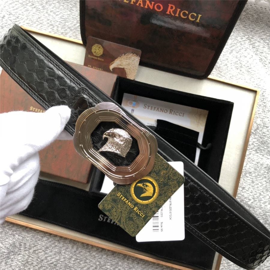 DÂY LƯNG STEFANO RICCI PYTHON LEATHER DA TRĂN Belt Khóa vàng
