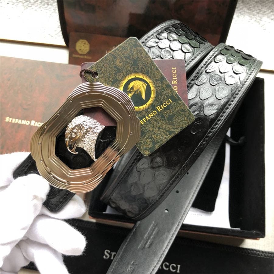 DÂY LƯNG STEFANO RICCI PYTHON LEATHER DA TRĂN Belt Khóa vàng