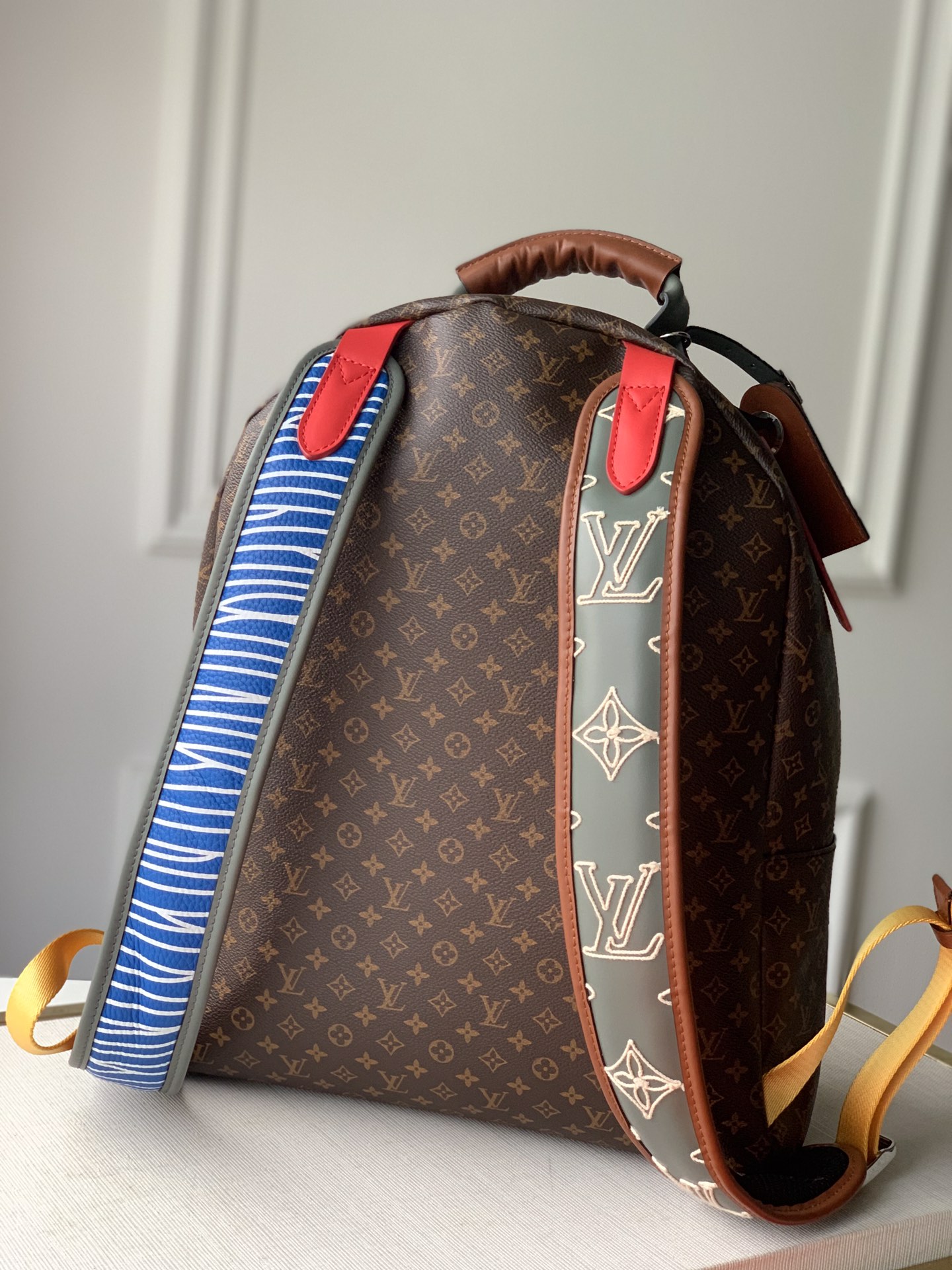 BALO LOUIS VUITTON DAMIER MONOGRAM Leather Backpack-Brown