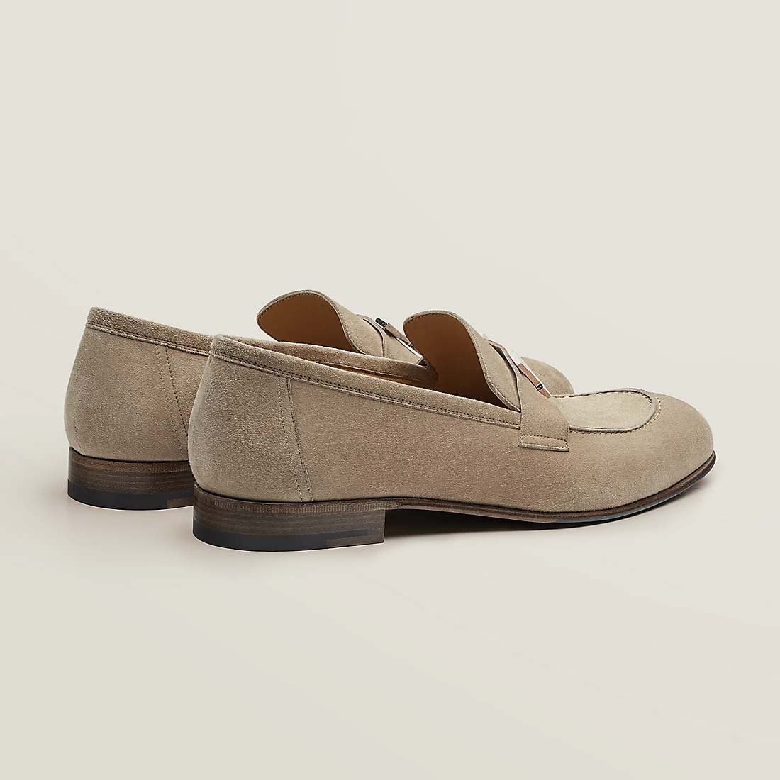 GIÀY HERMES PARIS LOAFER SUEDE LEATHER BEIGE SS2022