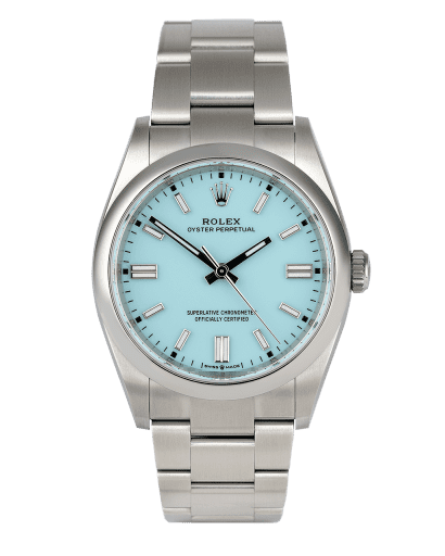 Đồng hồ Rolex Oyster Perpetual Turquoise Dial 36 mặt số màu xanh ngọc lam