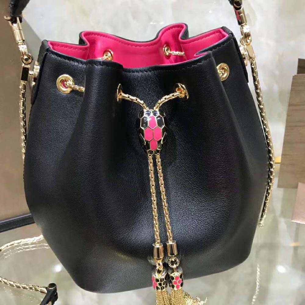 TÚI Bvlgari Women Bucket Serpenti Forever in Black Smooth Calf Leather