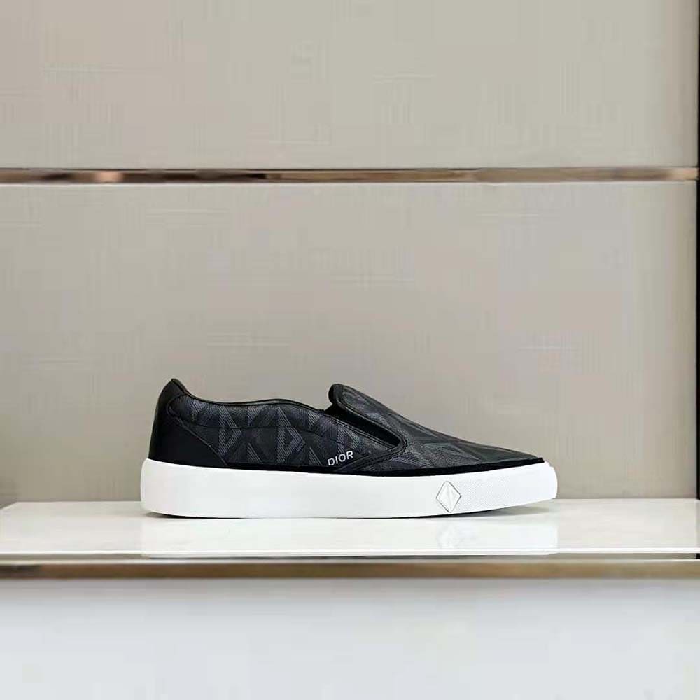 GIÀY DIOR B101 Slip-on Sneaker Black CD Diamond Canvas and Smooth Calfskin