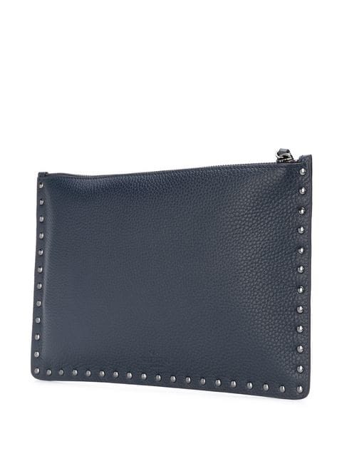 VÍ VALENTINO STUDS ZIPPED LEATHER POUCH