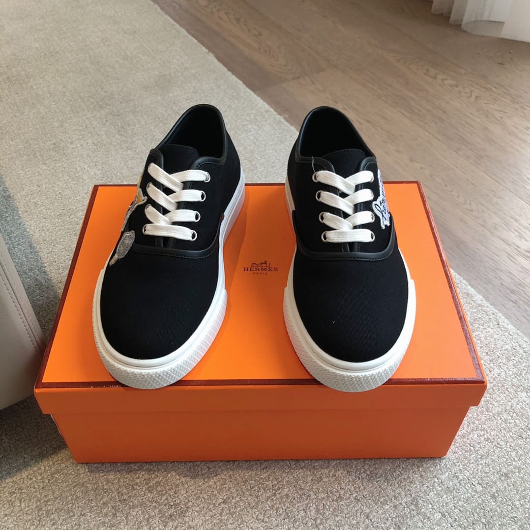 GIÀY HERMES KELLY SNEAKER LOW SPORTS DENIM BLACK AAA