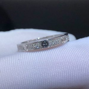 Nhẫn Cartier Love Full Pave Diamond size nhỏ vàng trắng 18K