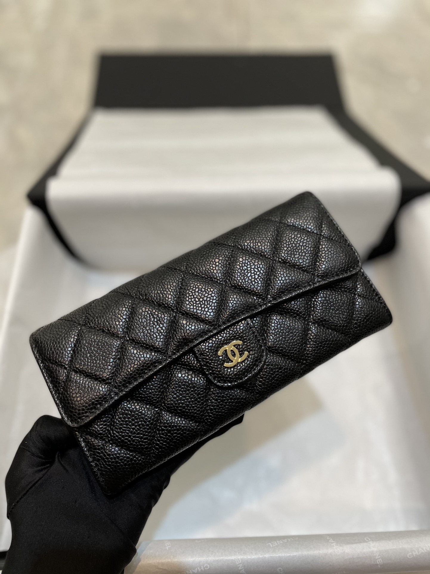 VÍ CHANEL CAVIAR BLACK DA HAAS