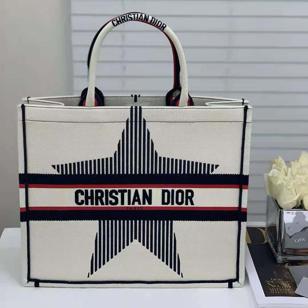 TÚI Dior Women Dioralps Dior Book Tote White Three-Tone Embroidery