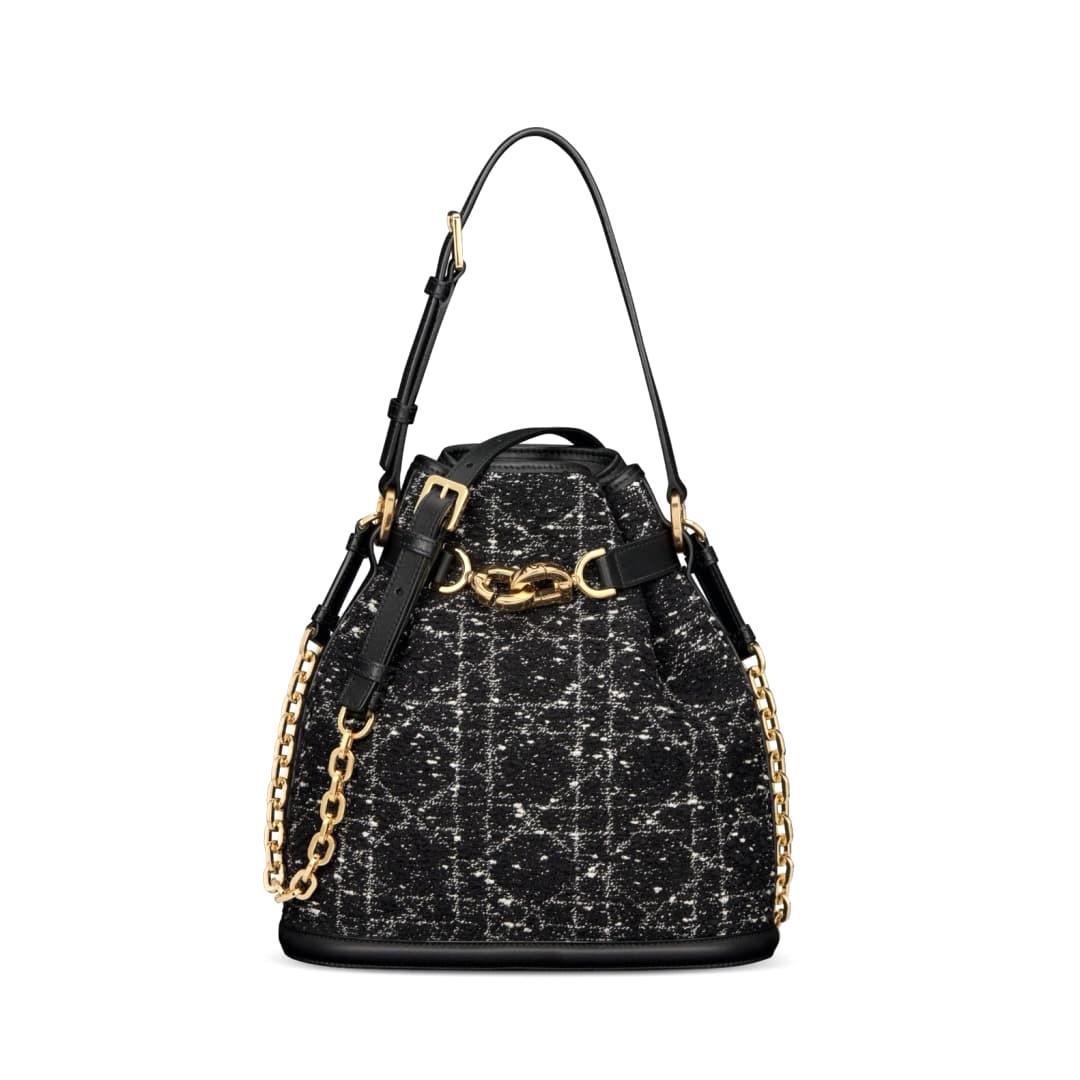 TÚI DIOR CÉST DIOR BUCKET DIAMOND TWEED TOP QUALITY MÀU ĐEN KIM CƯƠNG