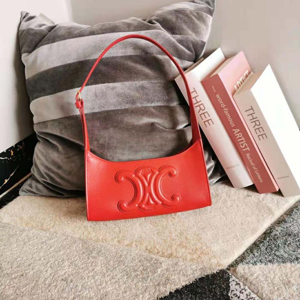 TÚI Celine Women Shoulder Bag Cuir Triomphe in Smooth Calfskin-Red Túi Celine Women Shoulder Bag Cuir Triomphe In Smooth Calfskin-Red