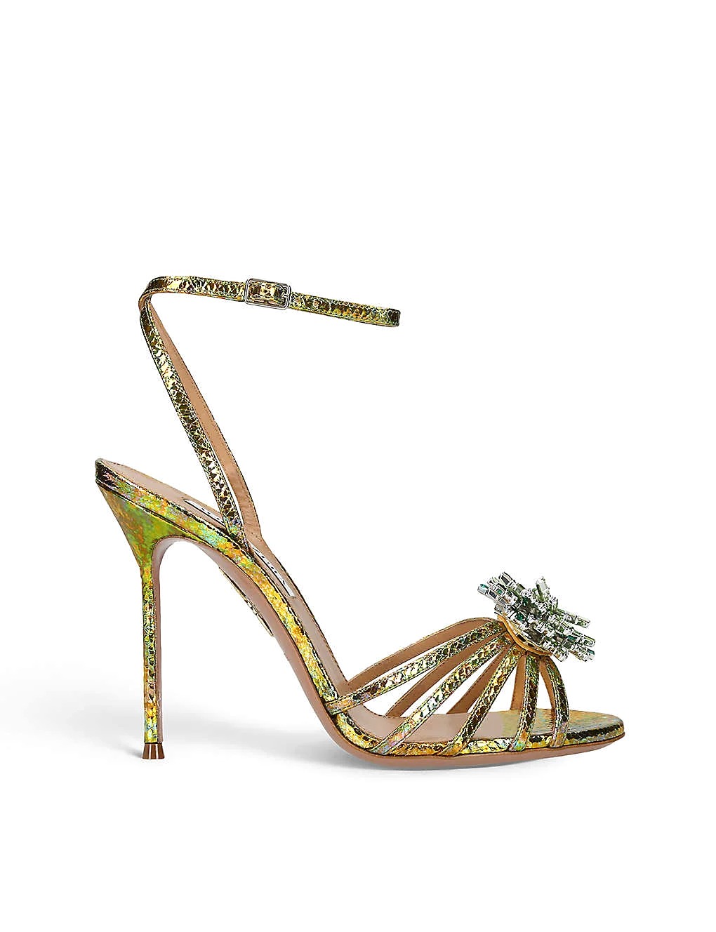 GIÀY AQUAZZURA Stardust jewel-embellished leather heeled sandals