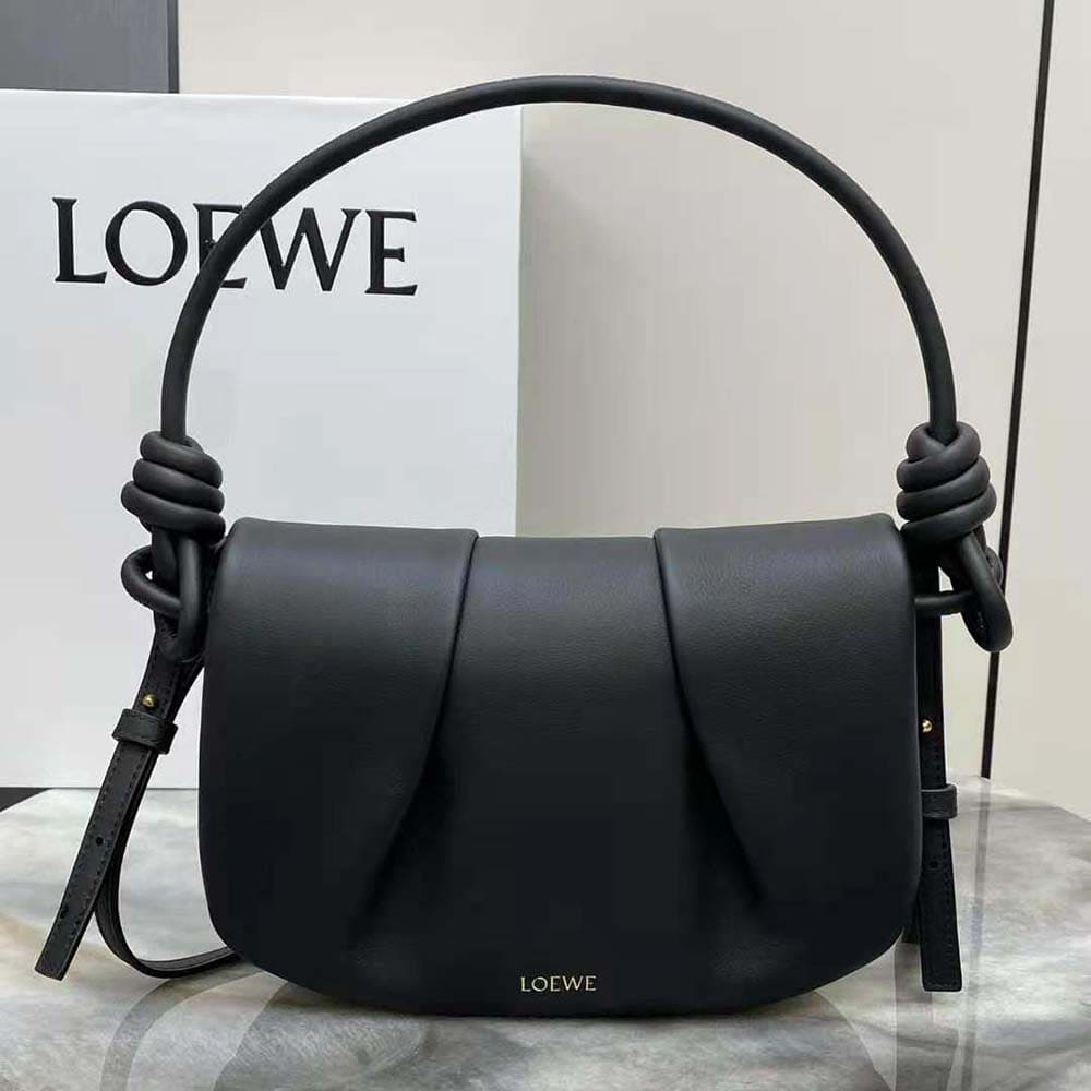 TÚI LOEWE Paseo Satchel bằng da bê Nappa màu đen