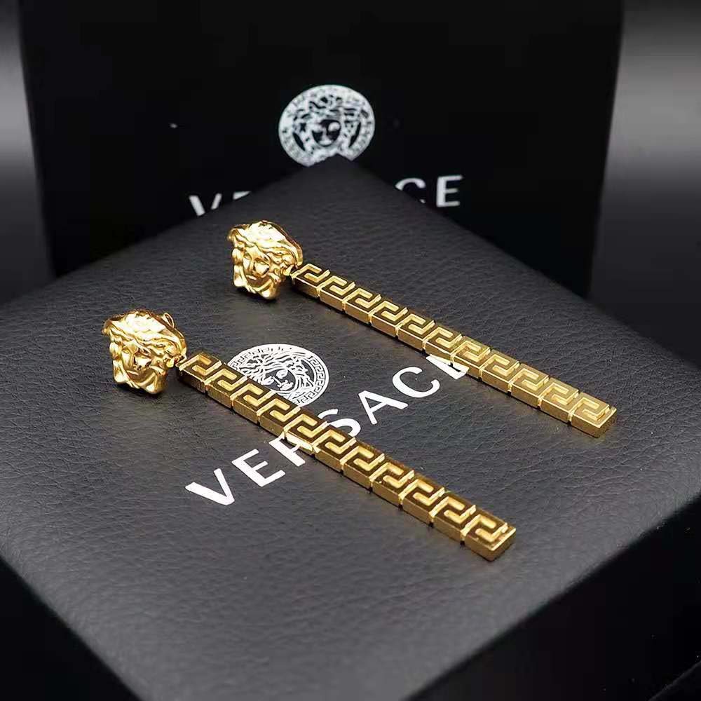 BÔNG TAI Versace Women Greca Drop Earrings-Gold