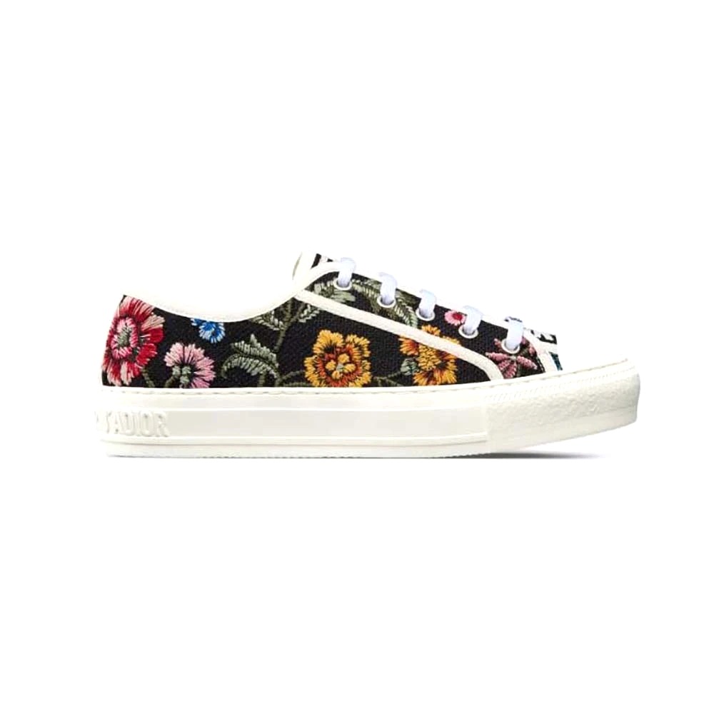 GIÀY Dior Women Walk’N’Dior Sneaker Black Multicolor Cotton Embroidered with Dior Petites Fleurs Motif