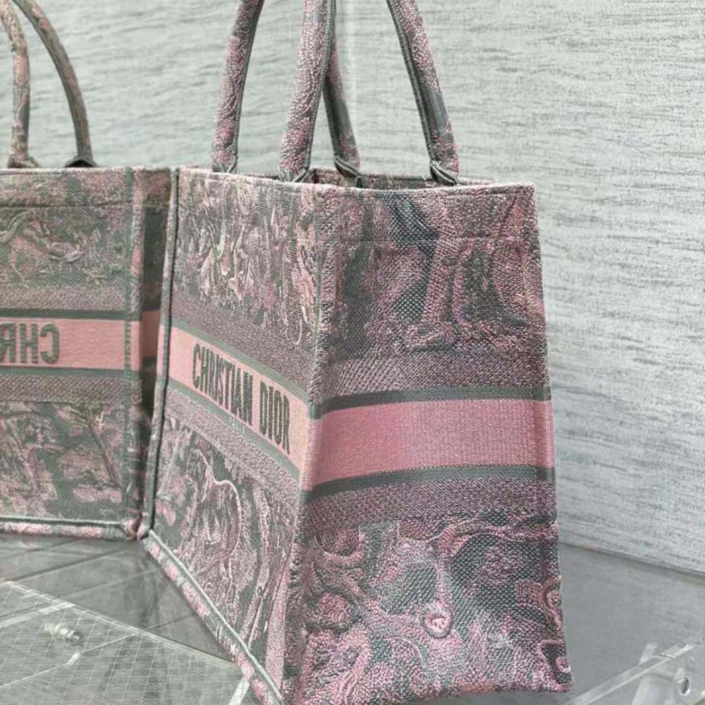 TÚI Dior Women Medium Dior Book Tote Pink Multicolor Toile de Jouy Voyage Embroidery