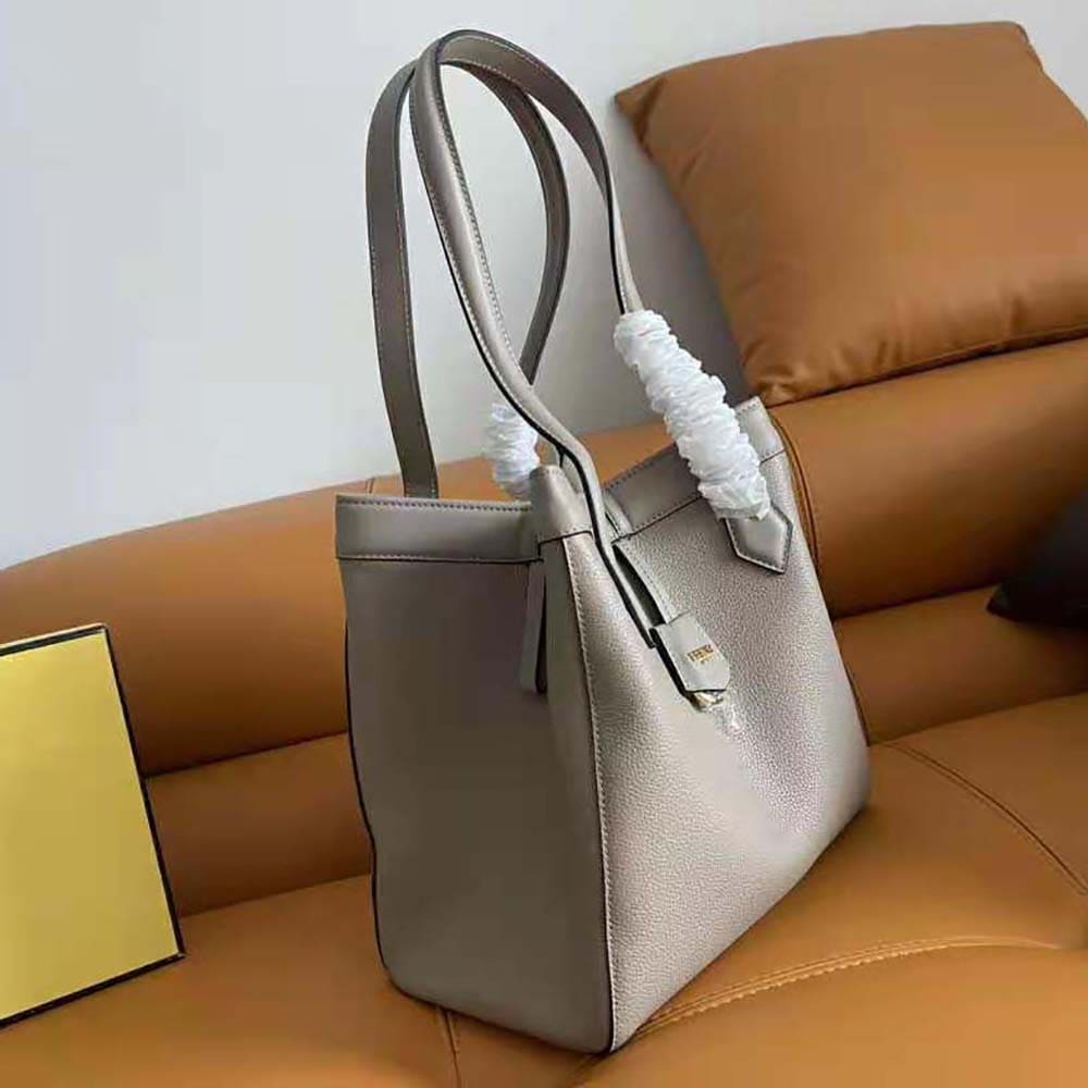 TÚI FENDI Women Origami Medium Dove Gray Leather Bag