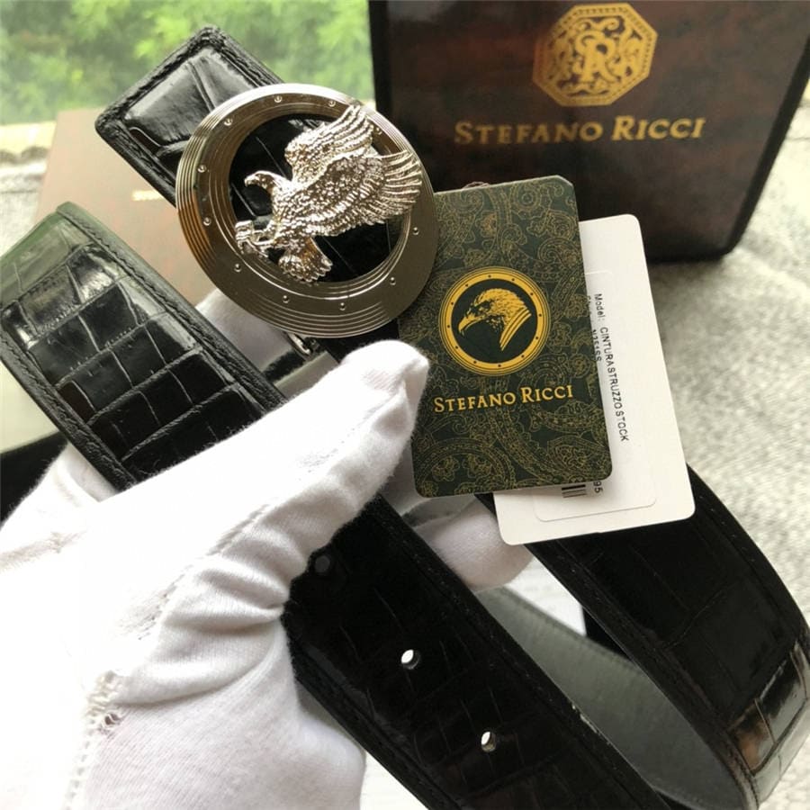 DÂY LƯNG STEFANO RICCI CROCODILE LEATHER DA CÁ SẤU Belt Khóa bạc